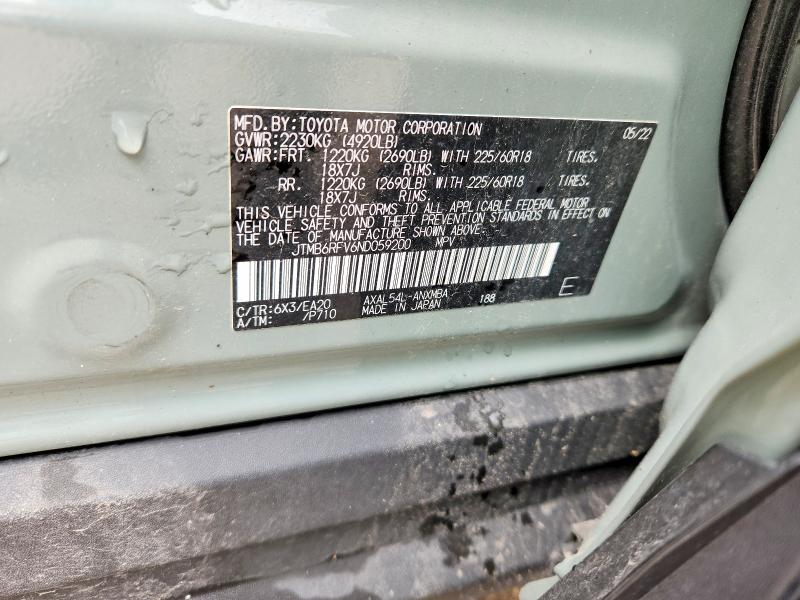 Aukcja sprzedaży 2022 Toyota Rav4, vin: JTMB6RFV6ND059200, numer aukcji: 50069246