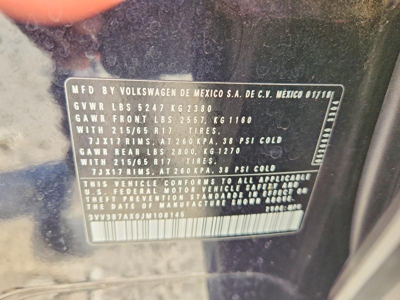 Продаж на аукціоні авто 2018 Volkswagen Tiguan, vin: 3VV3B7AX0JM108145, номер лоту: 49848386