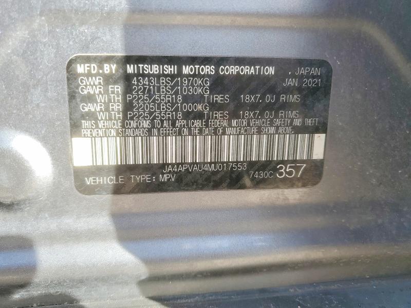 Продаж на аукціоні авто 2021 Mitsubishi Outlander Sport, vin: JA4APVAU4MU017553, номер лоту: 49186476