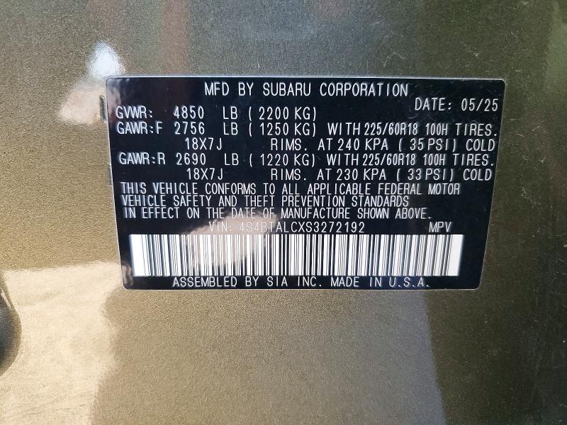 Aukcja sprzedaży 2025 Subaru Outback, vin: 4S4BTALCXS3272192, numer aukcji: 49453426