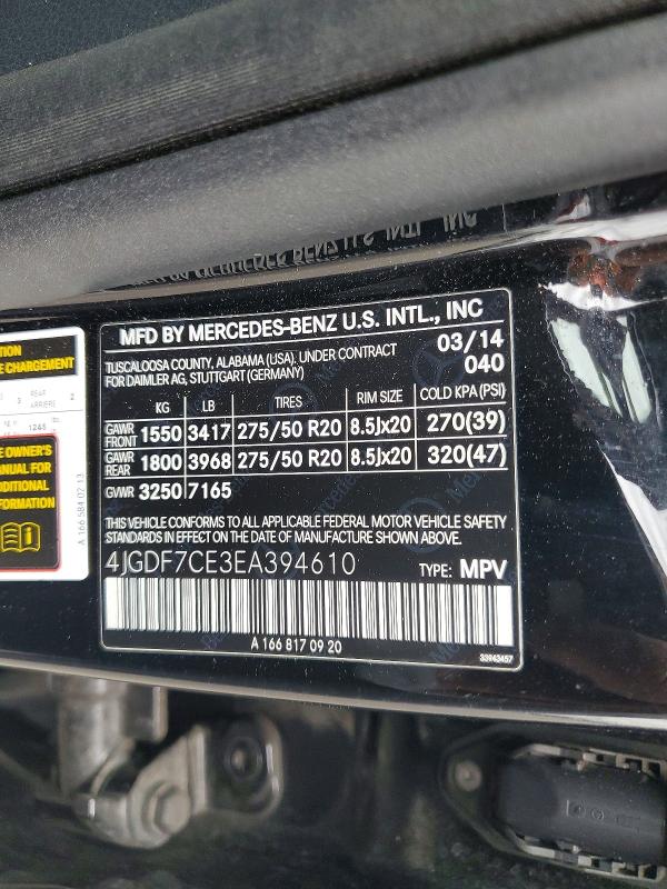 Aukcja sprzedaży 2014 Mercedes-benz Gl, vin: 4JGDF7CE3EA394610, numer aukcji: 50526296