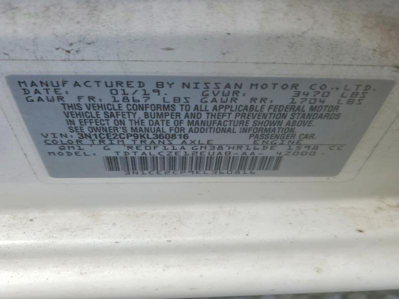 Aukcja sprzedaży 2019 Nissan Versa Note, vin: 3N1CE2CP9KL360816, numer aukcji: 49652846