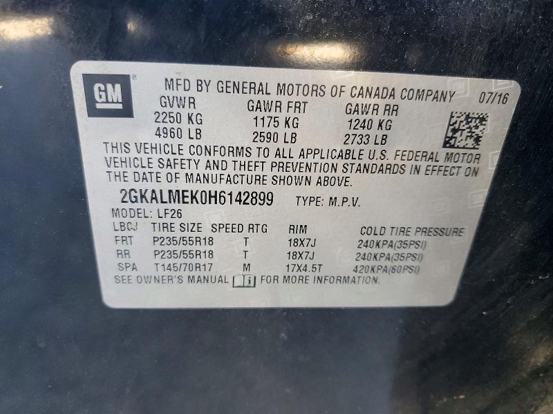 Aukcja sprzedaży 2017 Gmc Terrain, vin: 2GKALMEK0H6142899, numer aukcji: 48771736