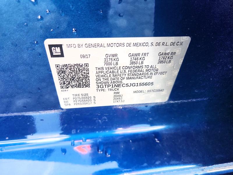 2018 Gmc Sierra მანქანა იყიდება აუქციონზე, vin: 3GTP1NEC5JG155605, აუქციონის ნომერი: 49605026