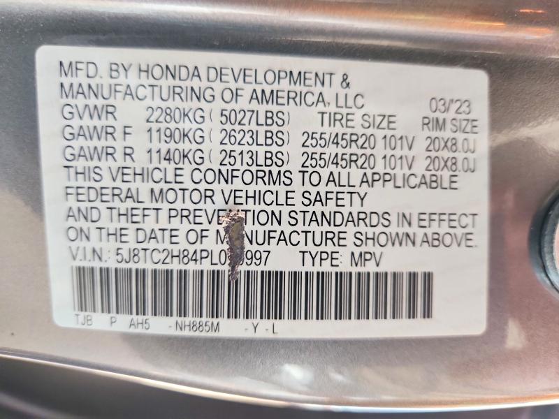 50515866 :رقم المزاد ، 5J8TC2H84PL009997 vin ، 2023 Acura Rdx مزاد بيع