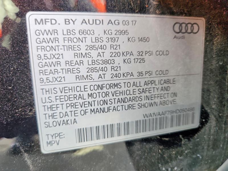 Aukcja sprzedaży 2017 Audi Q7, vin: WA1VAAF79HD050486, numer aukcji: 49385226