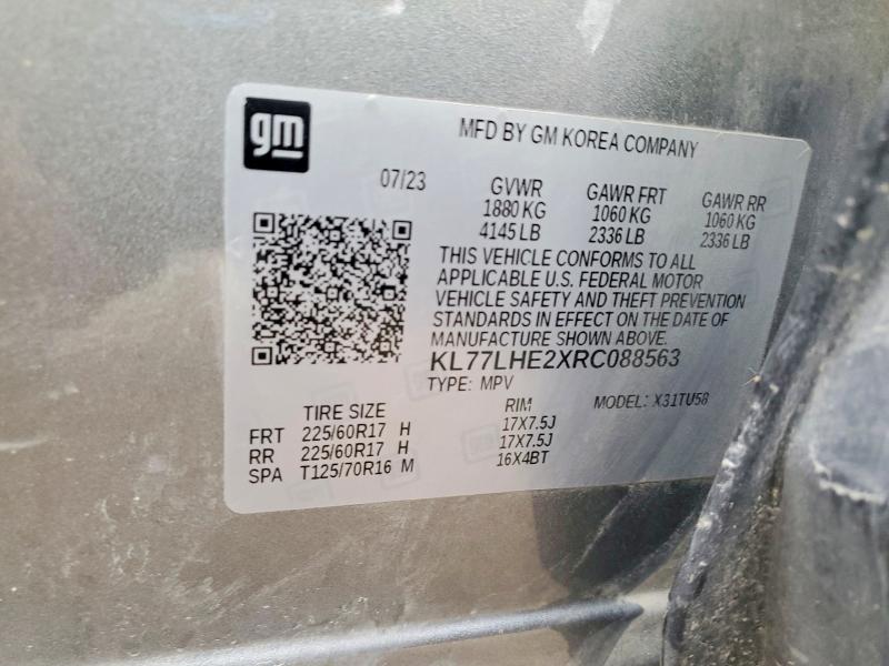 47536486 :رقم المزاد ، KL77LHE2XRC088563 vin ، 2024 Chevrolet Trax مزاد بيع