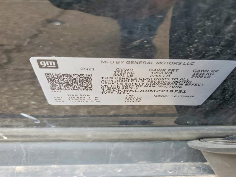 48349856 :رقم المزاد ، 1GKKNKLA0MZ219721 vin ، 2021 Gmc Acadia مزاد بيع