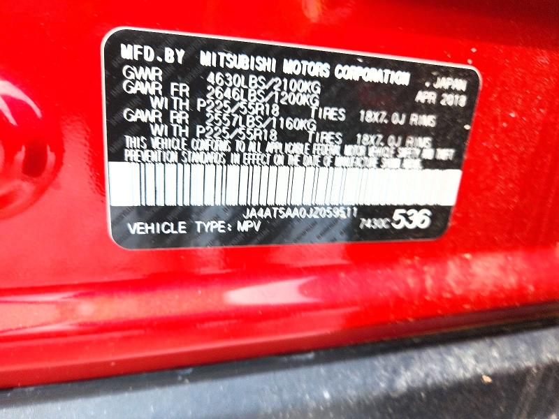 Aukcja sprzedaży 2018 Mitsubishi Eclipse Cross, vin: JA4AT5AA0JZ059511, numer aukcji: 51572696