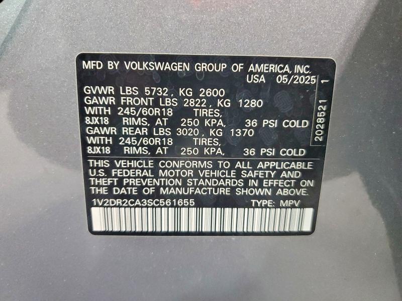 Продажа на аукционе авто 2025 Volkswagen Atlas, vin: 1V2DR2CA3SC561655, номер лота: 49553586