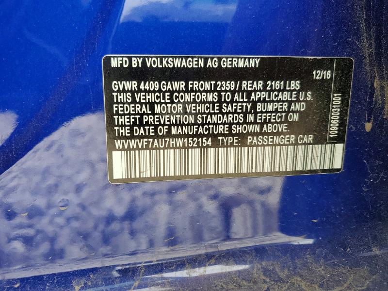 Продаж на аукціоні авто 2017 Volkswagen Golf R, vin: WVWVF7AU7HW152154, номер лоту: 48360576