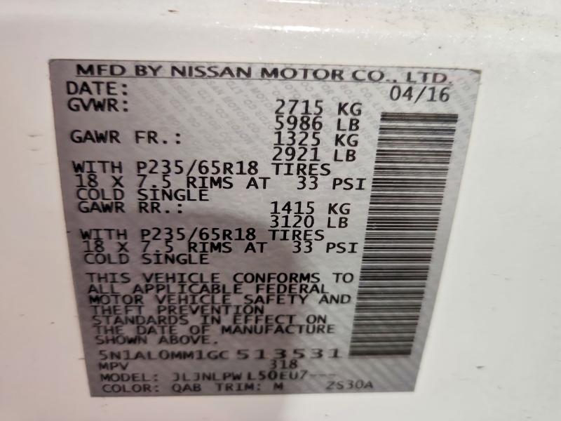 Продажа на аукционе авто 2016 Infiniti Qx60, vin: 5N1AL0MM1GC513531, номер лота: 50238146