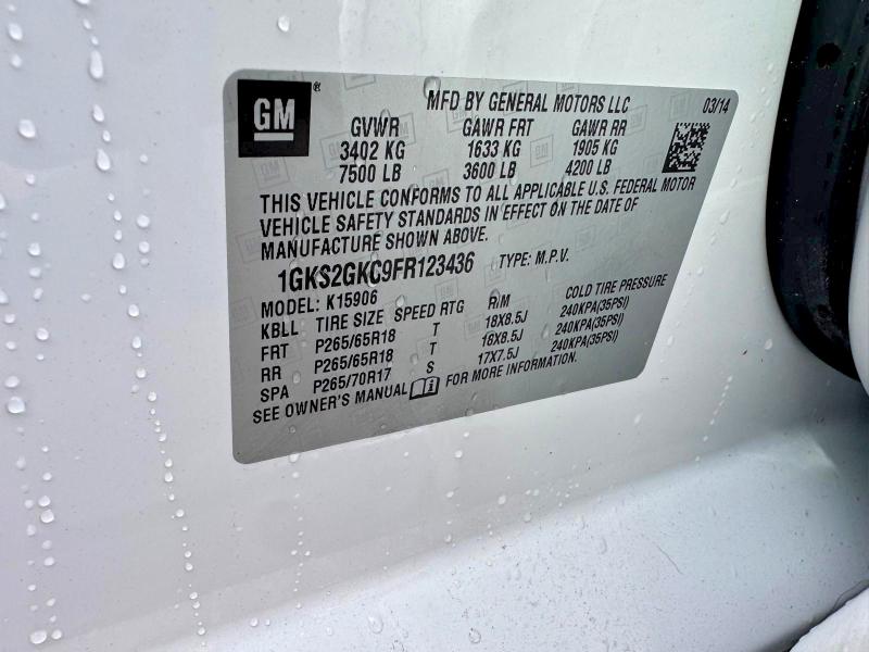 Aukcja sprzedaży 2015 Gmc Yukon Xl, vin: 1GKS2GKC9FR123436, numer aukcji: 52143696