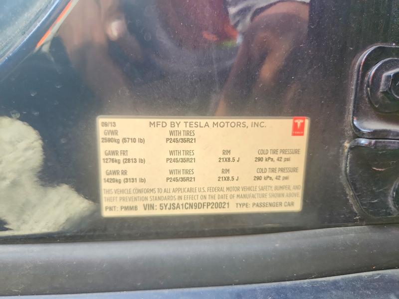 2013 Tesla Model S მანქანა იყიდება აუქციონზე, vin: 5YJSA1CN9DFP20021, აუქციონის ნომერი: 51028626