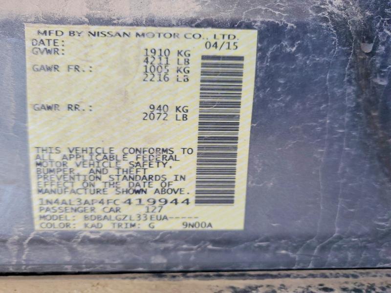 Aukcja sprzedaży 2015 Nissan Altima, vin: 1N4AL3AP4FC419944, numer aukcji: 49599686