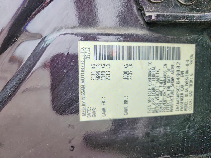 Aukcja sprzedaży 2012 Nissan Maxima, vin: 1N4AA5AP3CC849882, numer aukcji: 51655976
