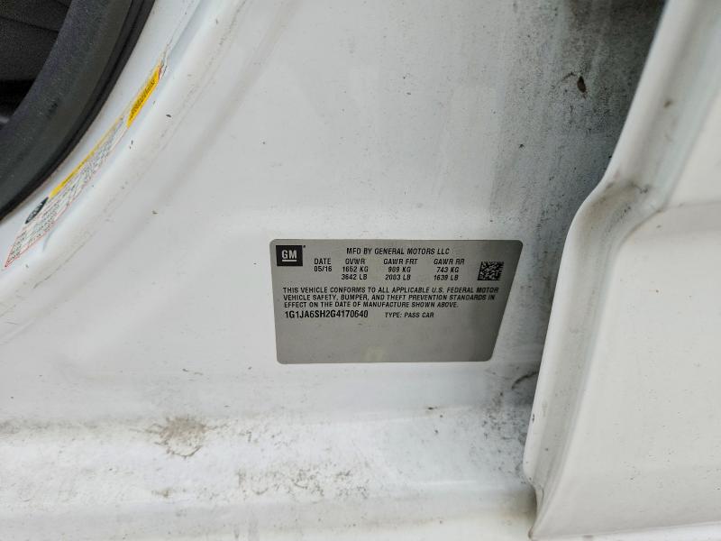 51528676 :رقم المزاد ، 1G1JA6SH2G4170640 vin ، 2016 Chevrolet Sonic مزاد بيع