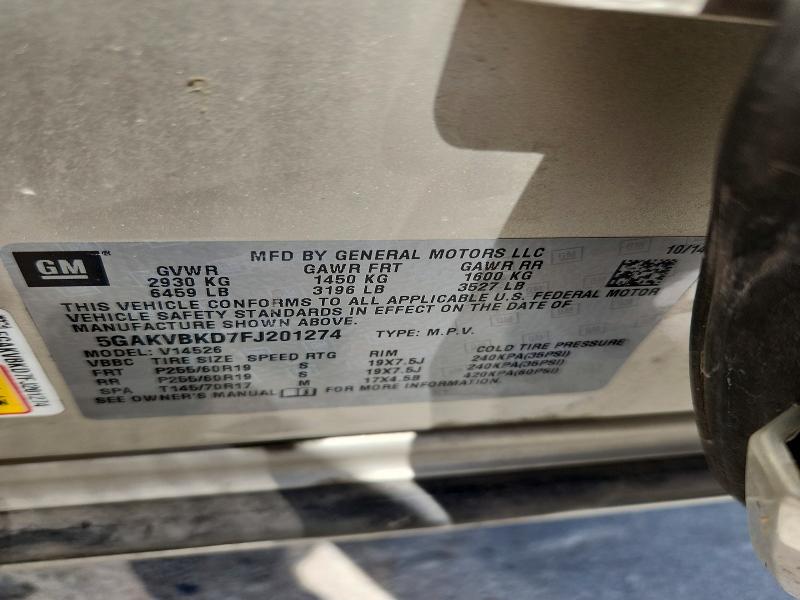 Aukcja sprzedaży 2015 Buick Enclave, vin: 5GAKVBKD7FJ201274, numer aukcji: 50615206