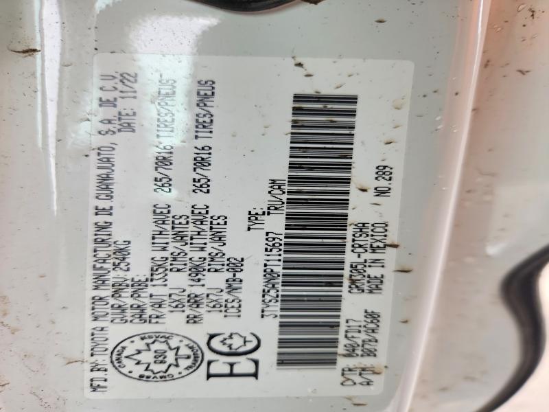 49398376 :رقم المزاد ، 3TYSZ5AN0PT115697 vin ، 2023 Toyota Tacoma مزاد بيع
