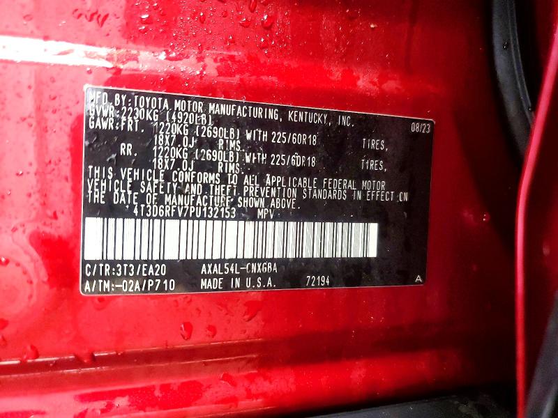 Aukcja sprzedaży 2023 Toyota Rav4, vin: 4T3D6RFV7PU132153, numer aukcji: 49476776
