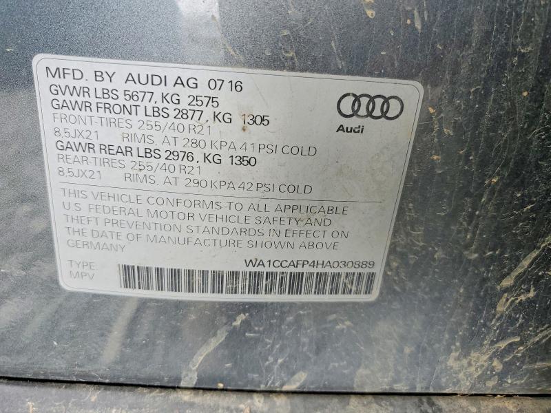 51189356 :رقم المزاد ، WA1CCAFP4HA030889 vin ، 2017 Audi Sq5 مزاد بيع