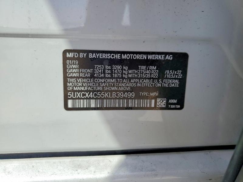2019 Bmw X7 მანქანა იყიდება აუქციონზე, vin: 5UXCX4C55KLB39499, აუქციონის ნომერი: 48870466