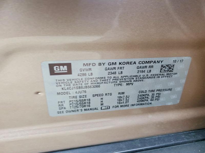 51308406 :رقم المزاد ، KL4CJ1SB6JB563066 vin ، 2018 Buick Encore مزاد بيع