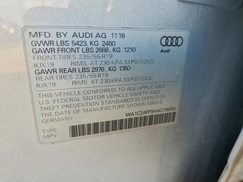 Продаж на аукціоні авто 2017 Audi Q5, vin: WA1C2AFP9HA078696, номер лоту: 49925106