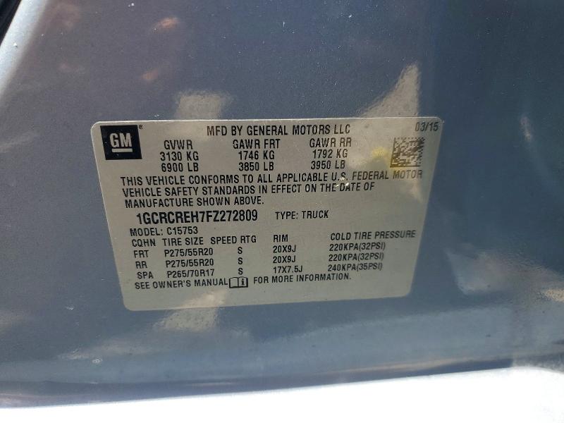 Aukcja sprzedaży 2015 Chevrolet Silverado, vin: 1GCRCREH7FZ272809, numer aukcji: 51475946