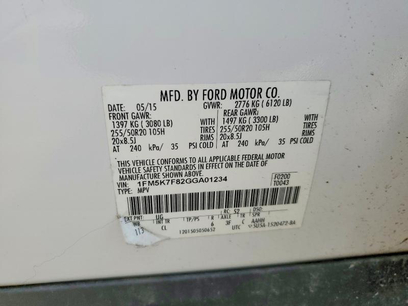 Продажа на аукционе авто 2016 Ford Explorer, vin: 1FM5K7F82GGA01234, номер лота: 49765526