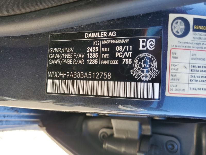 Aukcja sprzedaży 2011 Mercedes-benz E, vin: WDDHF9AB8BA512758, numer aukcji: 51175976