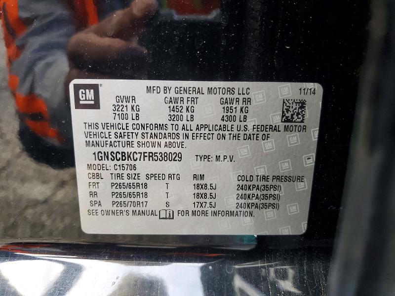 Продажа на аукционе авто 2015 Chevrolet Tahoe, vin: 1GNSCBKC7FR538029, номер лота: 49447996