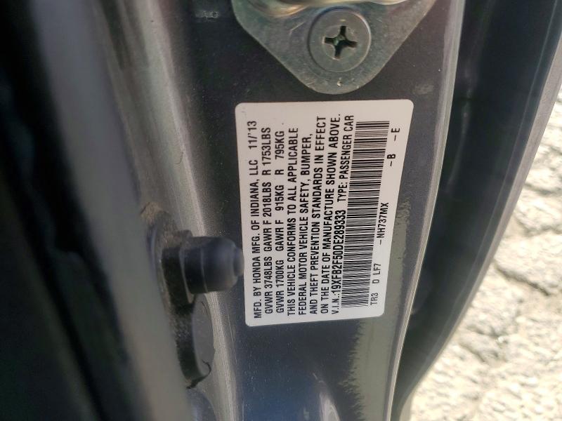 Продажа на аукционе авто 2013 Honda Civic, vin: 19XFB2F50DE289333, номер лота: 51457516