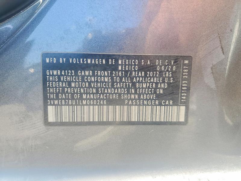 50739326 :رقم المزاد ، 3VWEB7BU1LM060246 vin ، 2020 Volkswagen Jetta مزاد بيع