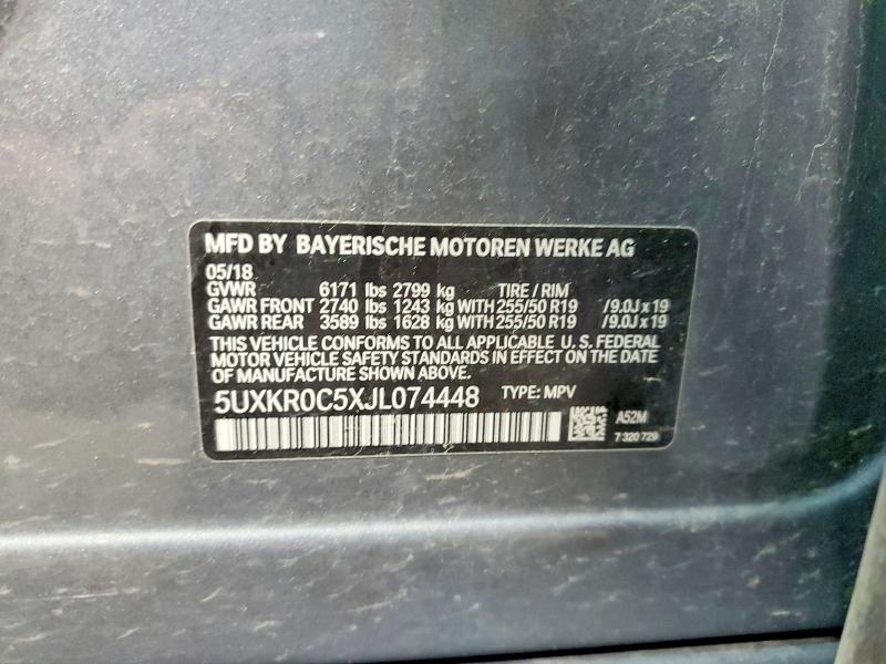48790946 :رقم المزاد ، 5UXKR0C5XJL074448 vin ، 2018 Bmw X5 مزاد بيع