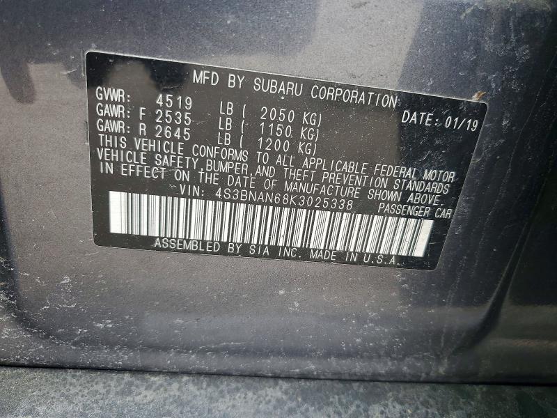 Продаж на аукціоні авто 2019 Subaru Legacy, vin: 4S3BNAN68K3025338, номер лоту: 51456796