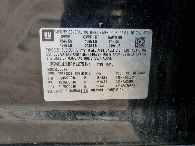 48700586 :رقم المزاد ، 3GNCJLSB4HL279193 vin ، 2017 Chevrolet Trax مزاد بيع