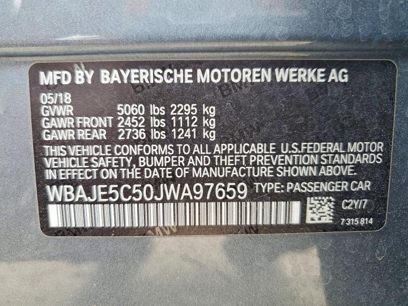 Auction sale of the 2018 Bmw 540, vin: WBAJE5C50JWA97659, lot number: 48429016