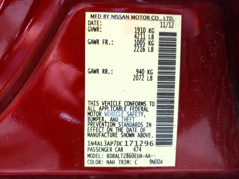 50626396 :رقم المزاد ، 1N4AL3AP7DC171296 vin ، 2013 Nissan Altima مزاد بيع
