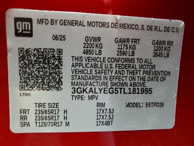 51107966 :رقم المزاد ، 3GKALYEG5TL181995 vin ، 2026 Gmc Terrain مزاد بيع
