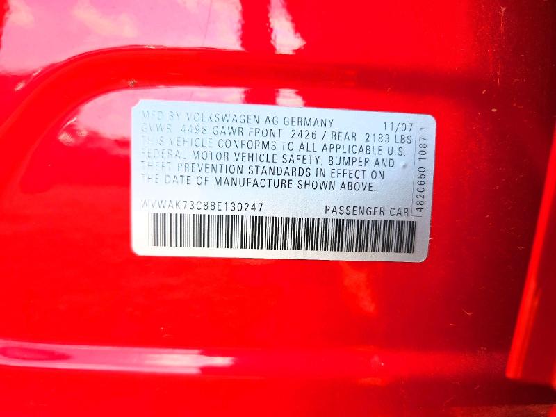 51078736 :رقم المزاد ، WVWAK73C88E130247 vin ، 2008 Volkswagen Passat 4d 2.0t Komfort مزاد بيع