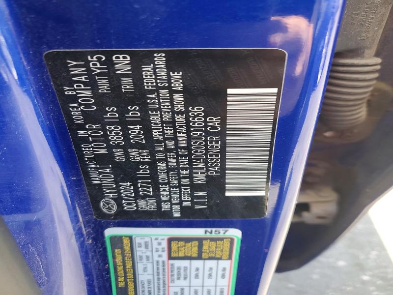 50998886 :رقم المزاد ، KMHLM4DG0SU916636 vin ، 2025 Hyundai Elantra مزاد بيع