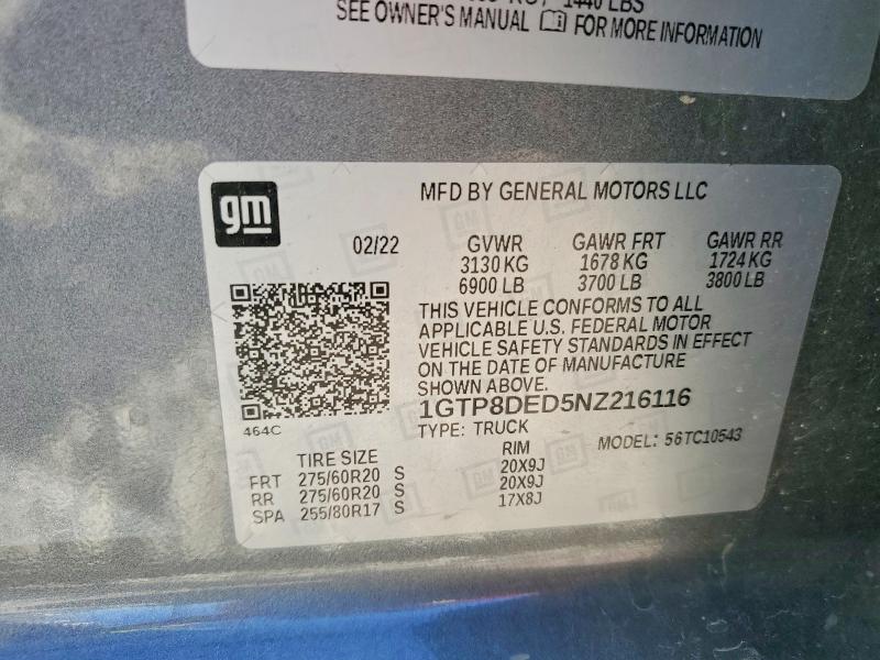 Продажа на аукционе авто 2022 Gmc Sierra Limited, vin: 1GTP8DED5NZ216116, номер лота: 49047206