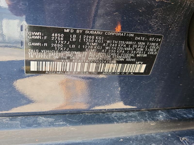 Aukcja sprzedaży 2024 Subaru Outback, vin: 4S4BTACC7R3247566, numer aukcji: 50453696