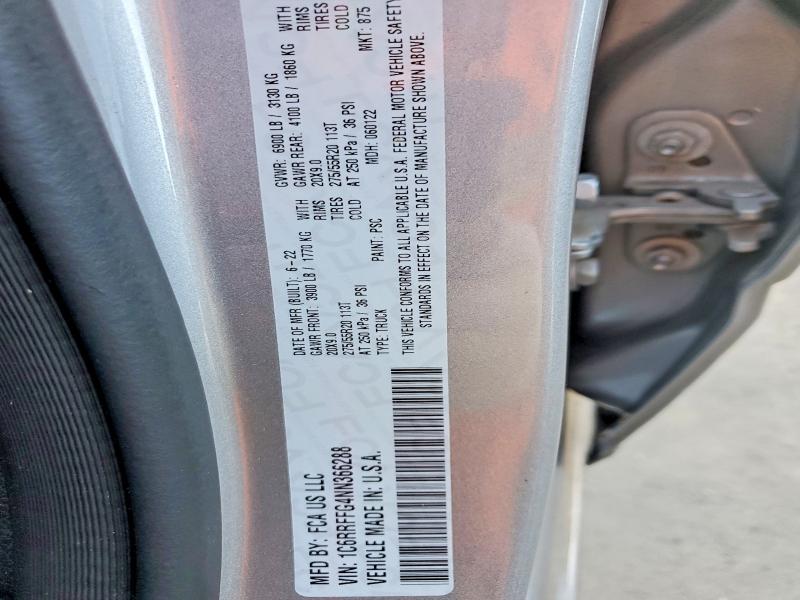 Продаж на аукціоні авто 2022 Ram 1500, vin: 1C6RRFFG4NN366288, номер лоту: 47741086