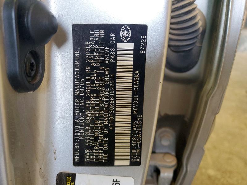 Продаж на аукціоні авто 2006 Toyota Camry, vin: 4T1BF30K66U622514, номер лоту: 50196866