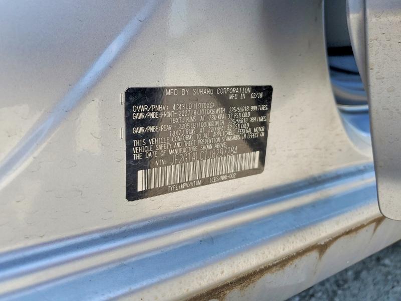 50882426 :رقم المزاد ، JF2GTALC1J8297284 vin ، 2018 Subaru Crosstrek مزاد بيع