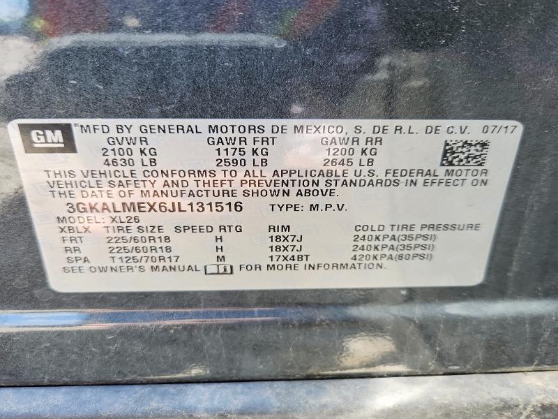 2018 Gmc Terrain მანქანა იყიდება აუქციონზე, vin: 3GKALMEX6JL131516, აუქციონის ნომერი: 51340686
