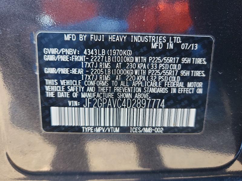 Продаж на аукціоні авто 2013 Subaru Xv Crosstrek, vin: JF2GPAVC4D2897774, номер лоту: 49292586