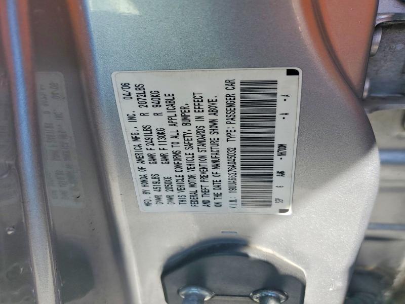 51493996 :رقم المزاد ، 19UUA66276A045032 vin ، 2006 Acura 3.2tl مزاد بيع